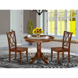 ANCL3-MAH-W Antique 3 Piece Dinette Set for Small Spaces Contains a Round