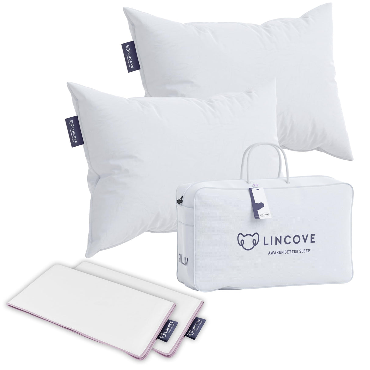 Sleeping Pillow, Filled with Premium Down, 600 Fill Power – Includes A Pillow Protector,