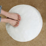 Round Stuffed Pouf Ottoman, Long Faux Fur Poufs with Foam Chunk Filling