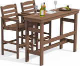 Outdoor Bar Table and Chairs Set, Adirondack Bar Chairs Set of 2 and Bar Height Table