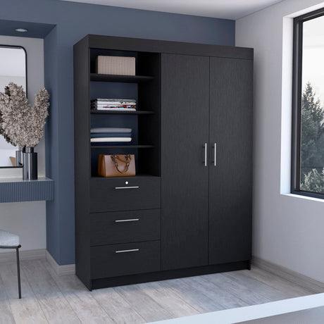 Kenya 3 Drawers Armoire, Double Door