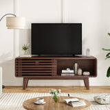 TV Stand for TV Up to 59 Inch, Entertainment Center with Storage Cabinet and Sliding Door