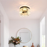 MAYNA Crystal Ceiling Light, Balck Flush Mount Ceiling Light, Modern Chandelier for Entryway, Kitchen, Corridor, Hallway, Living Room(Bulb Not Included)