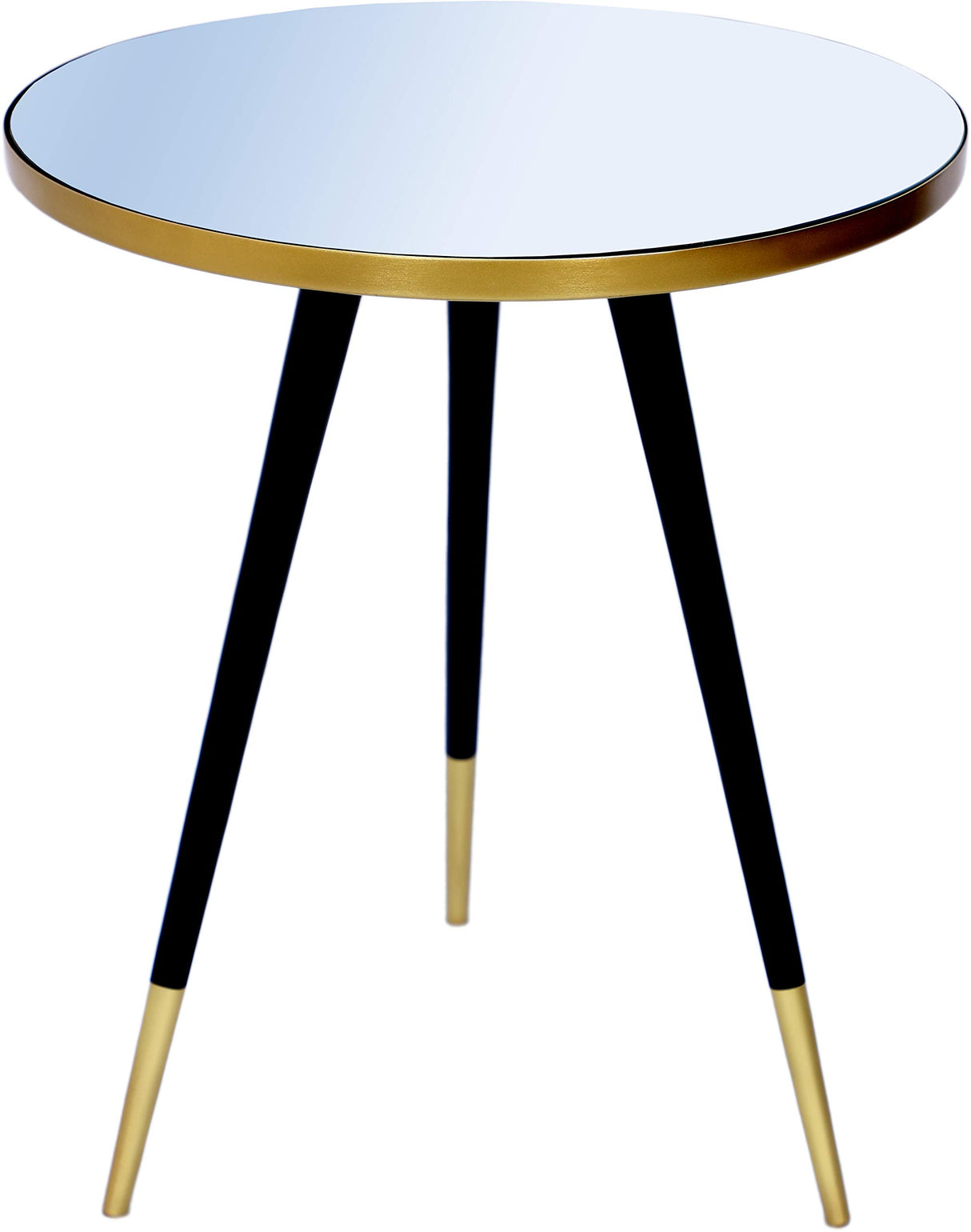 Reflection Collection Modern Contemporary Metal Base and Mirrored Top End Table