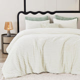 Fluffy Full Size Comforter Sets - Super Soft Faux Fur Cream White Comforter Queen Size