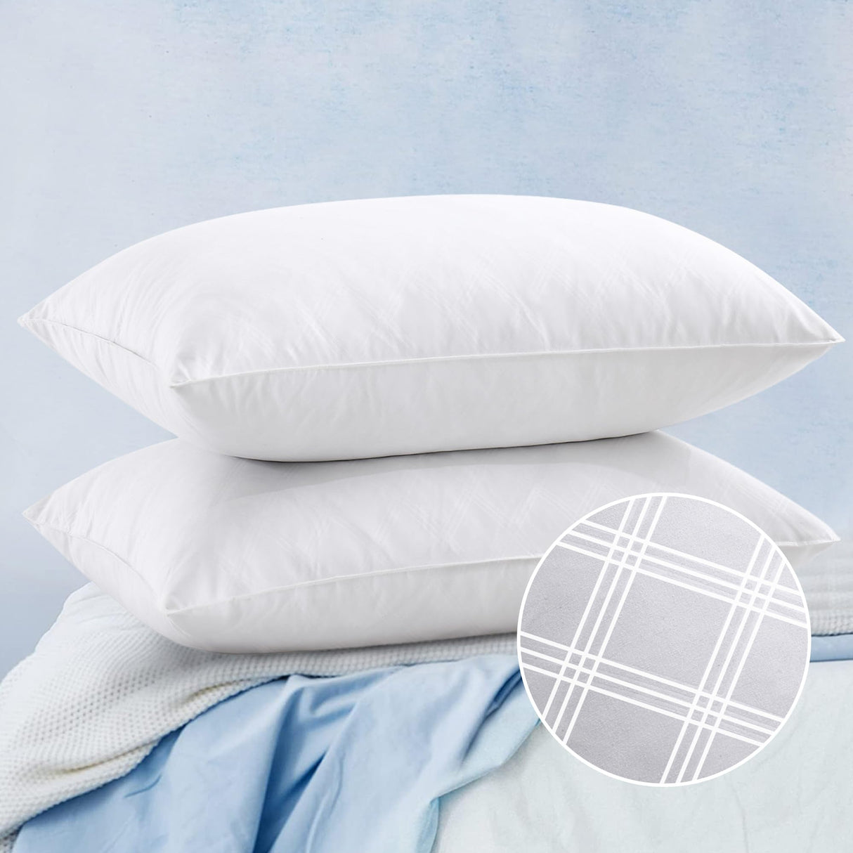 Soft Bed Pillows for Sleeping, Goose Feather Down Pillows Hotel Collection Standard Size