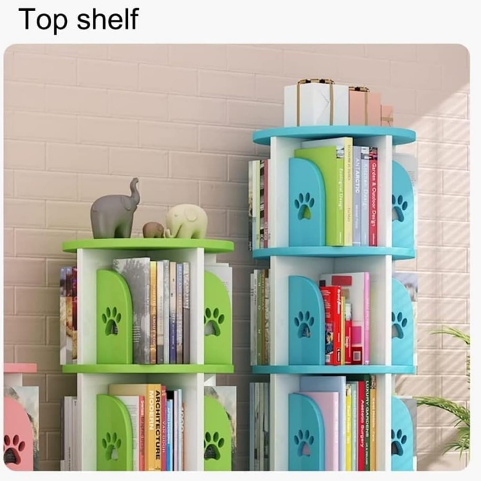 360° Rotating Bookshelf, Floor-Standing Bookcase Organizer