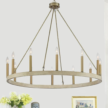 12 Lights Wagon Wheel Chandelier Lighting Farmhouse Candle Ceiling Light Fixtures