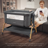 3 in 1 Baby Bassinet, Rocking Bassinets Bedside Sleeper with Comfy Mattress and Wheels