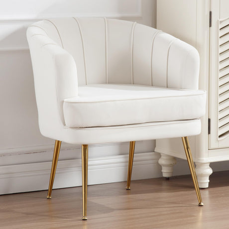 Accent Chair, Modern Velvet Chair Upholstered Tufted Arm Chair with Gold Metal Legs