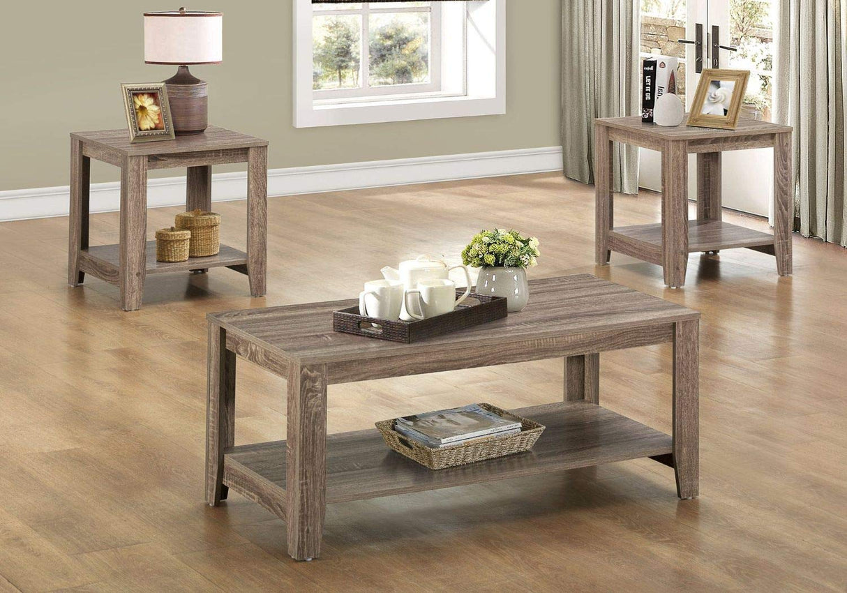 3 Piece Living Room Table Set - Dark Taupe