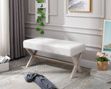 Fabric Upholstered Entryway Bench Seat, 36 inch Bedroom Bench Seat with X-Shaped Wood Legs for Living Room,