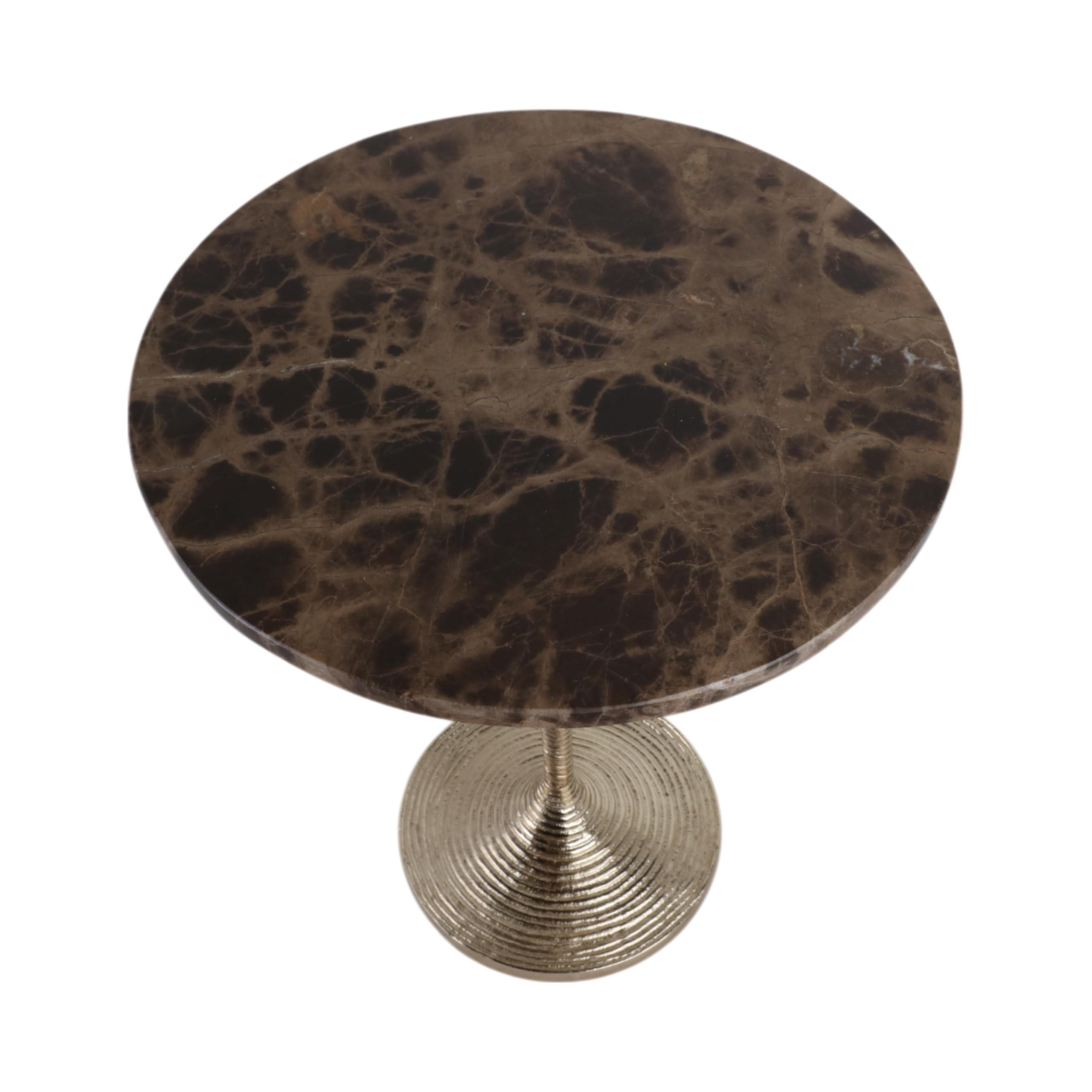 Sagebrook Home 20x16 Twisted Accent Table Marble Top, Brown/Goldd