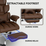 Big and Tall Office Chair 400lbs PU Leather Computer Chair with Footrest and Lumbar Support Executive Chair Swivel Chair Desk Chair Adjustable Height & Reclining Backrest Brown