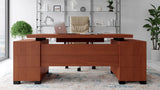 Furniture 79" Modern Ford Executive Desk with Filing Cabinets - Light Wood