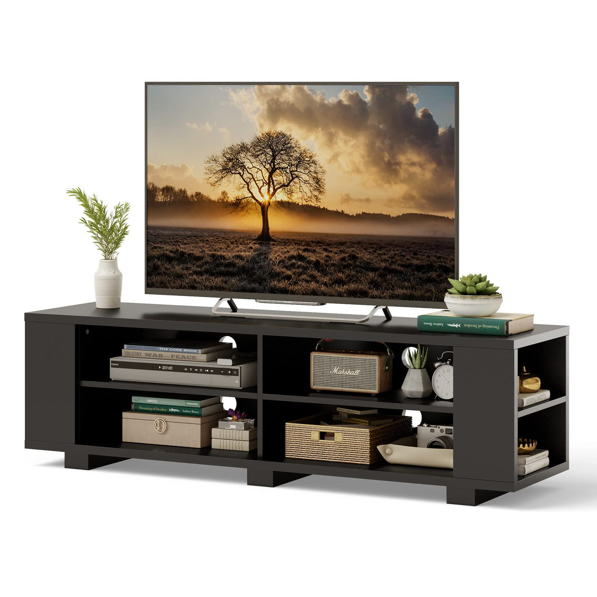 Wood TV Stand for TVs up to 65 Inch Flat Screen, Modern Entertainment Center