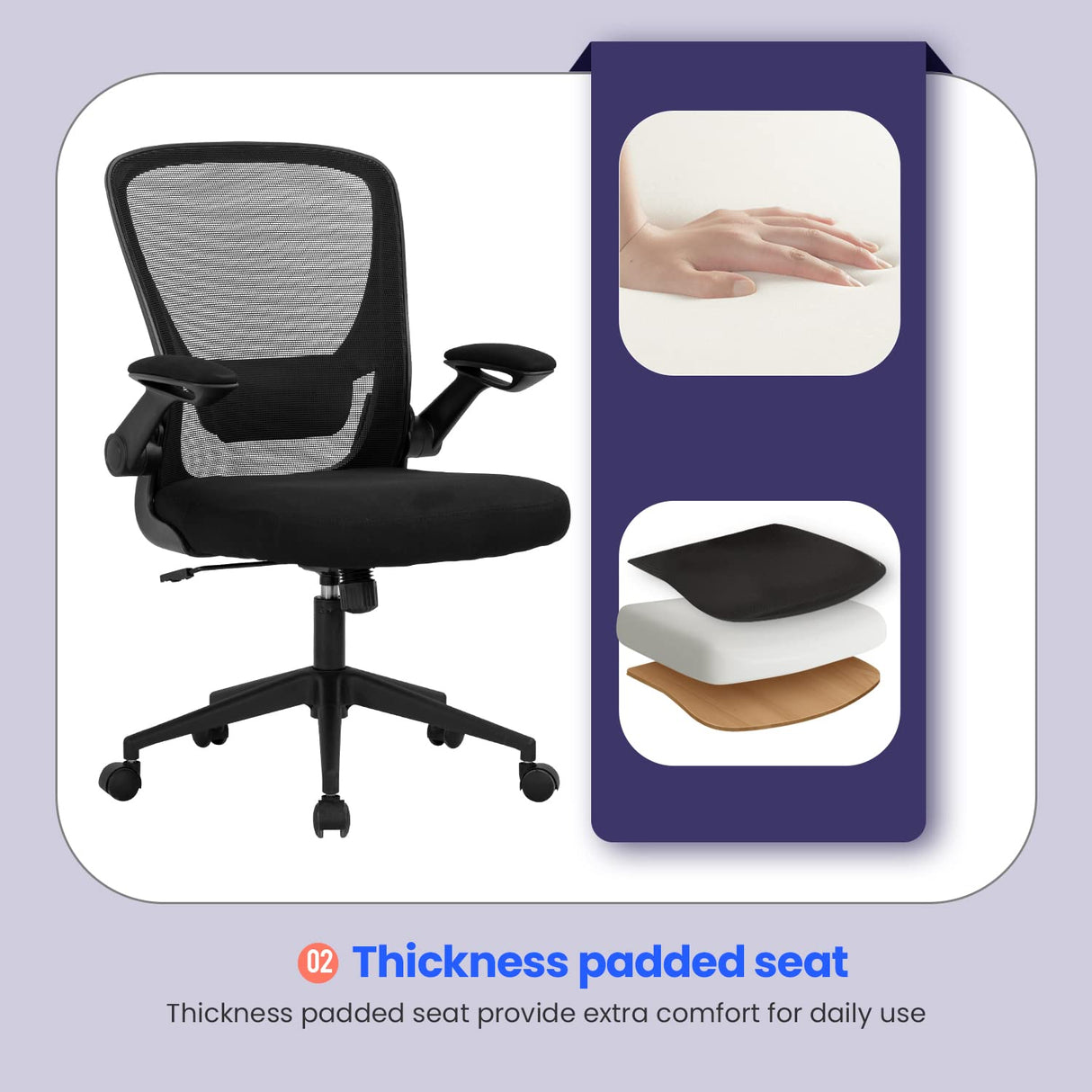 Ergonomic Desk Modern Rolling Executive Mesh Chair with Lumbar Support