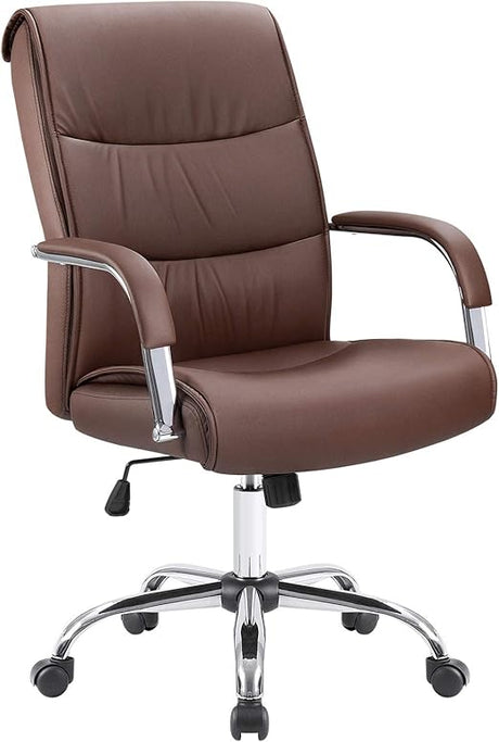 High Back Office Desk Chair Conference Leather Executive with Padded Armrests,