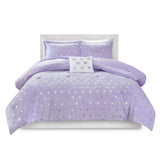 Comforter Set for, Ultra-Soft Microlight Plush Metallic Printed Hearts Brushed Reverse Overfilled Down
