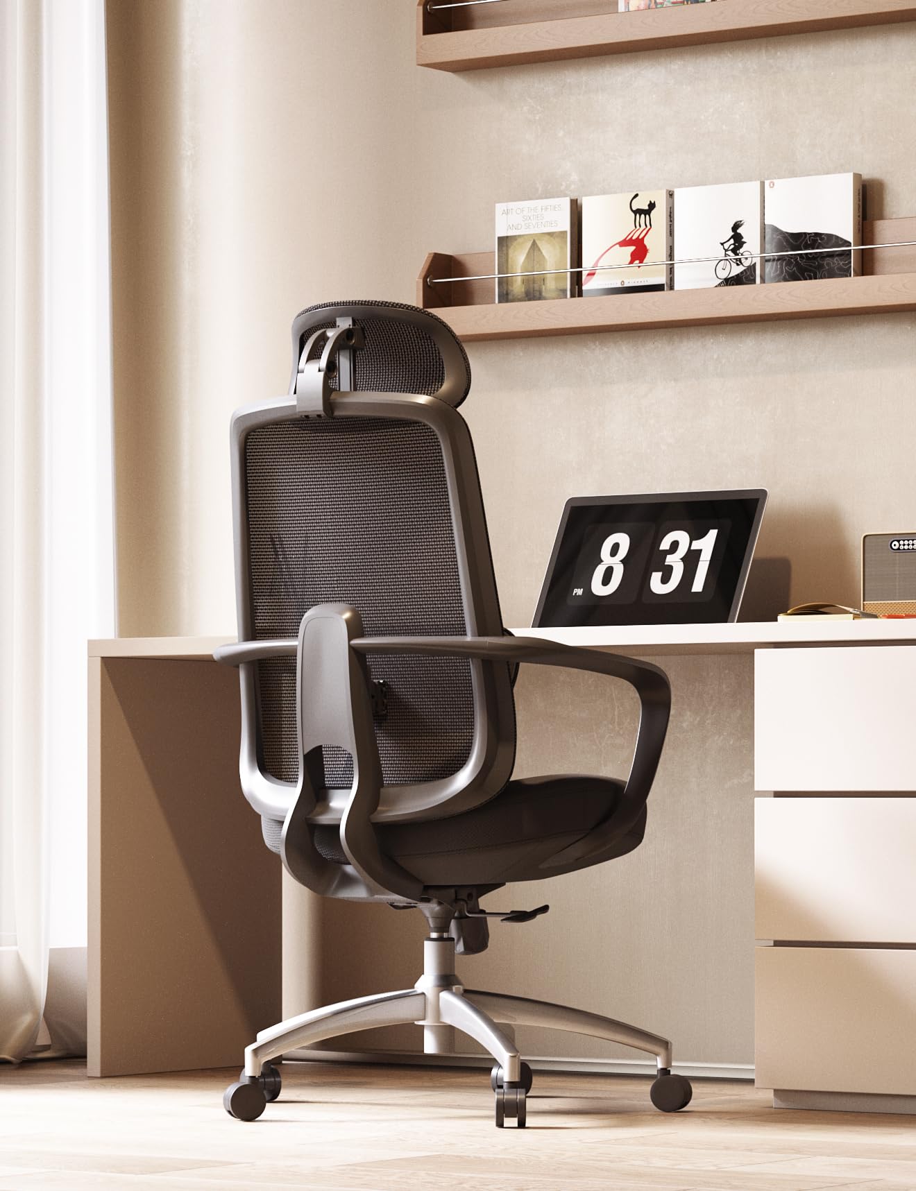 Office Chair with Adjustable 3D Lumbar Support and Headrest,Mesh Desk Chair