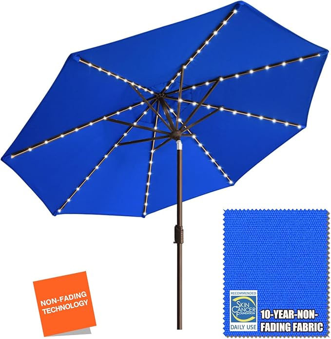 EliteShade USA 10-Year-Non-Fading Solar 9ft Market Umbrella