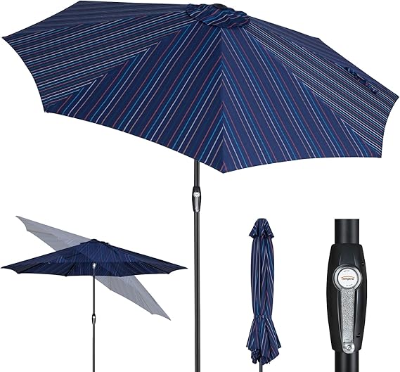 10ft Patio Market Outdoor Table Umbrella with Auto Tilt and Crank