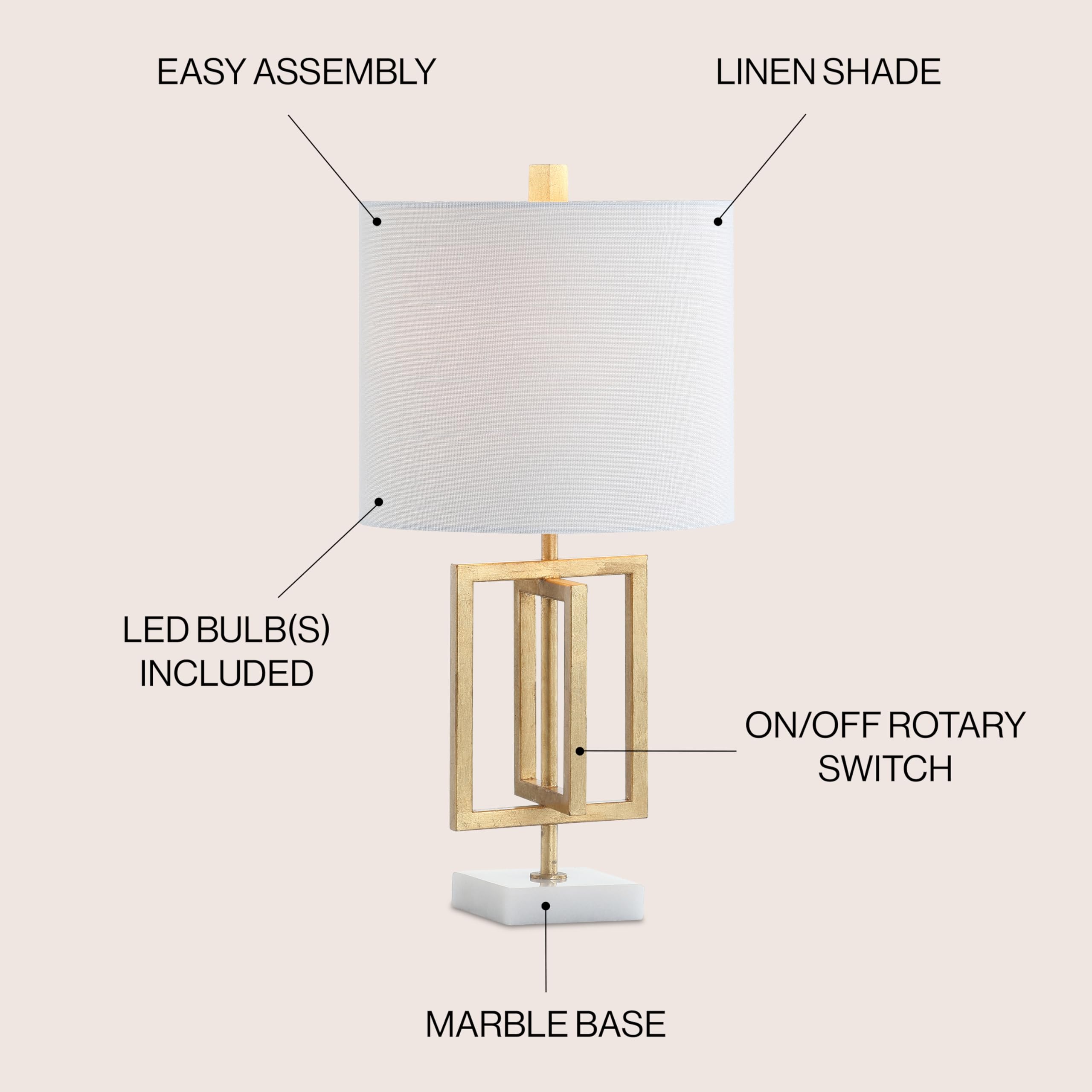 JYL1039A Anya 20.25" Metal/Marble LED Table Lamp Glam Contemporary Modern