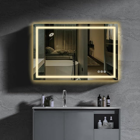 48x24 inch Vanity Mirror with Lights, LED Bathroom Mirror, Large Lighted Smart Mirrors