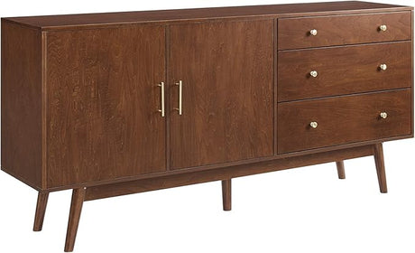 Mid-Century Modern Wood Kitchen Buffet Sideboard Entryway Serving Storage Cabinet Doors