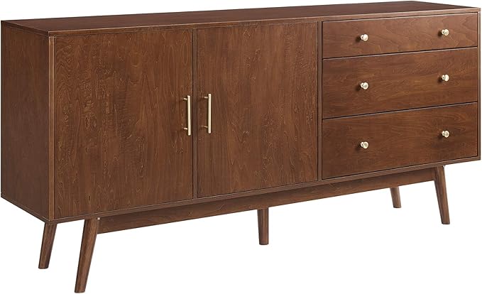 Mid-Century Modern Wood Kitchen Buffet Sideboard Entryway Serving Storage Cabinet Doors