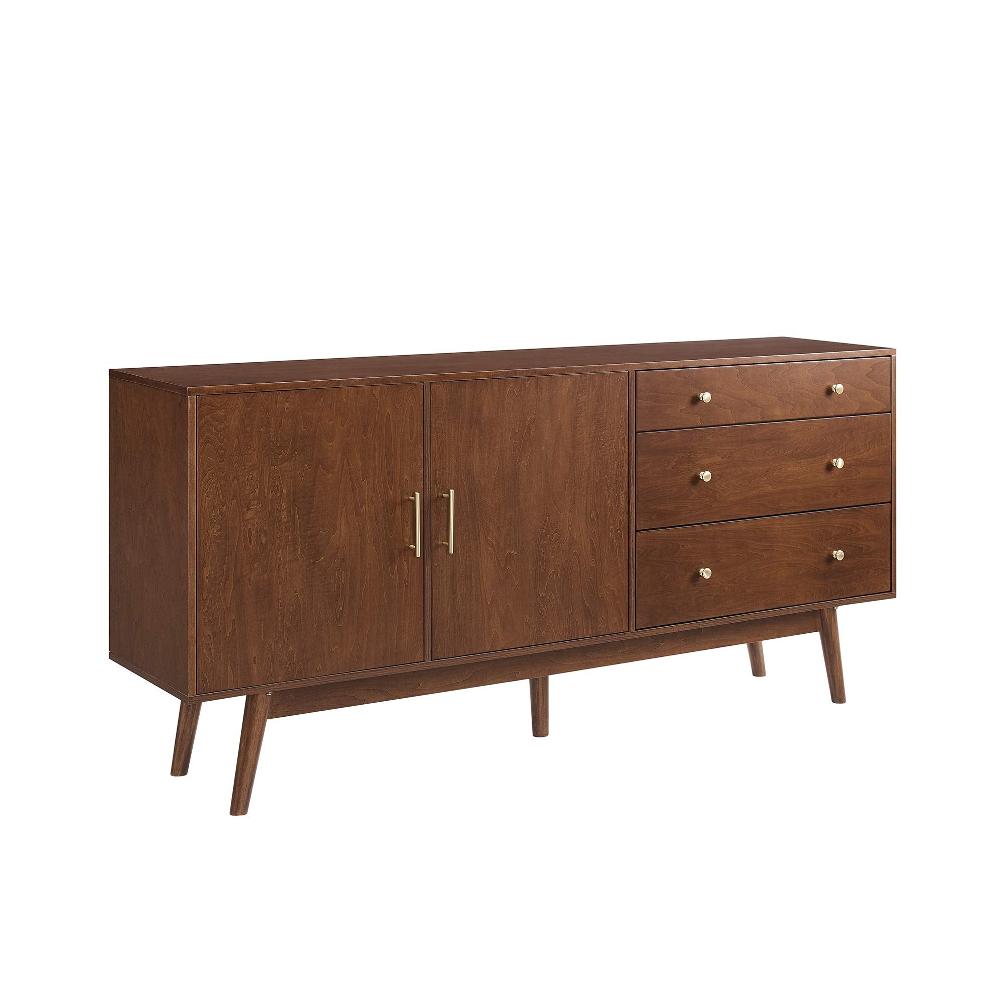 Mid-Century Modern Wood Kitchen Buffet Sideboard Entryway Serving Storage Cabinet Doors