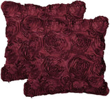 2 Pcs 3D Flowers Throw Pillow Cover, Romantic Decorative Satin Cushion Cover