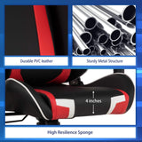 Ergonomic Gaming Chair with Massage Lumbar Support - Red PU Leather