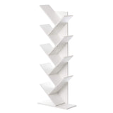 Wooden 9-Shelf Tree Magazine CD Storage Bookcase (White) (QI003457.WT)