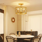 Gold Semi Flush Mount Ceiling Light, Industrial Vintage Close to Ceilinges for