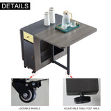 Folding Dining Table with Storage Rack and 2 Drawers