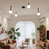 4-Light Black Glass Semi-Flush Ceiling Light