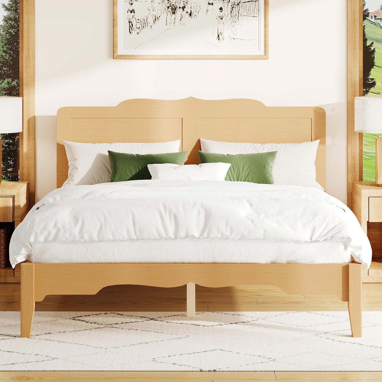 Queen Bed Frame with Headboard and Storage