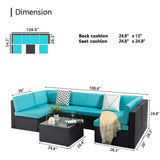 7 Pieces Outdoor Furniture Rattan Sectional Patio Sofa