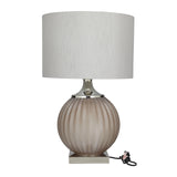 Glass Room Table Lamp Accent Lamp with Chevron Pattern, Lamp 17" x 17" x 27", Gray