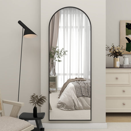 64"x21" Arch Floor Mirror, Full Length Mirror Wall Mirror Hanging or Leaning Arched-Top