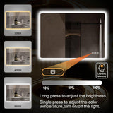 36x28 LED Bathroom Mirror with Bluetooth Speaker & Anti-Fog