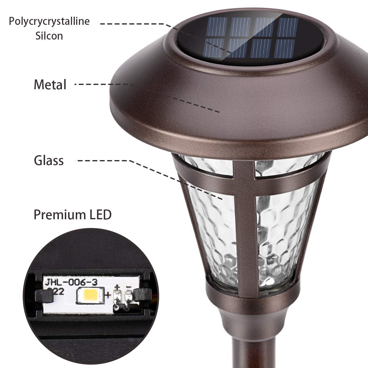 Bright Solar Outdoor Lights Decorative 6 Pack, Solar Pathway Garden Lights Auto On/Off