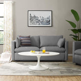 Activate Contemporary Modern Fabric Upholstered Apartment Sofa Couch In Light Gray