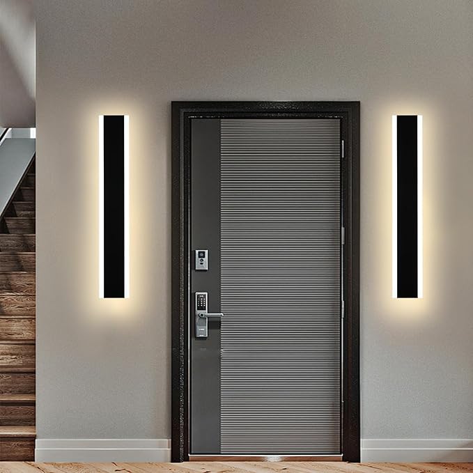 2 Pack Black Outdoor Wall Light,60 inch Long Outdoor Modern LED Wall Sconce