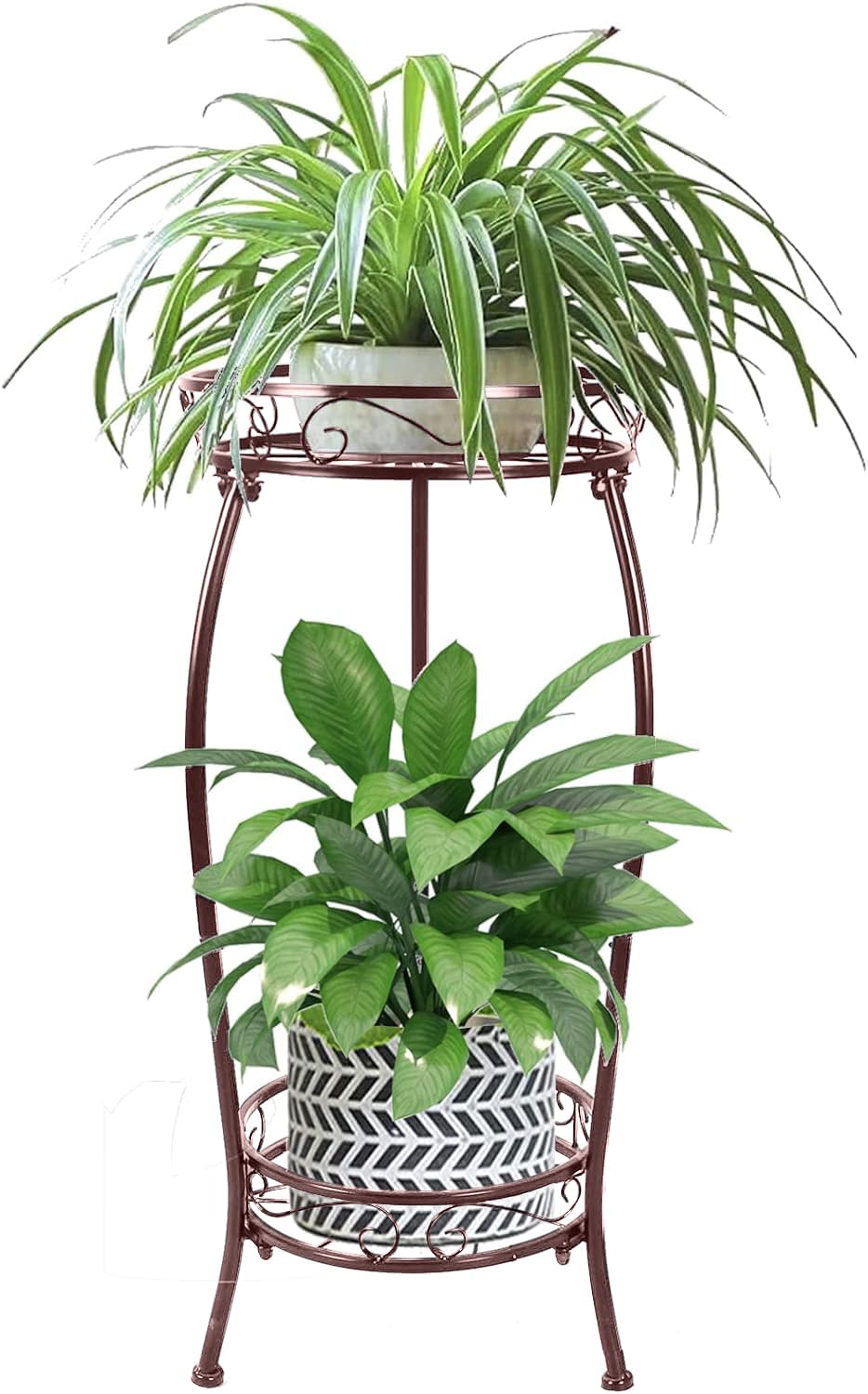 Plant Stand Indoor Outdoor 2 Tier 27" Tall Metal Potted Holder Rack Flower Pot Stand