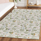 Artoid Mode Wild Floral Antique Herbs Area Rug, Home Decor Low-Profile Area Rugs for Entryway Bedroom Living Room Laundry Room Indoor 5x7 Feet