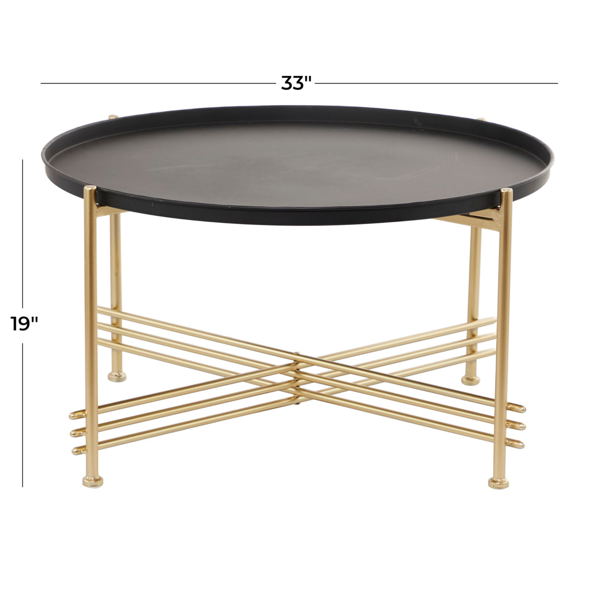 Modern Metal Coffee, Center Table 33" x 33" x 19", Black