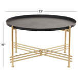 Modern Metal Coffee, Center Table 33" x 33" x 19", Black