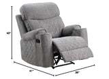 Acme Aulada Fabric Diamond Tufted Glider Recliner in Gray